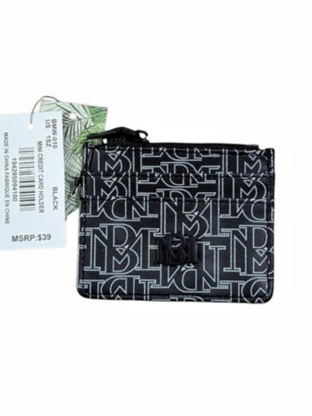 Badgley Mischka Mini Credit Card Holder in Black & White NWT